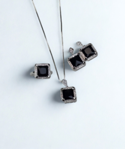 Alternative view of Black Crystal Necklace Set