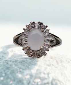 Alternative view of White Solitaire with Side Diamonds Ring | Sparkling Everyday Ring