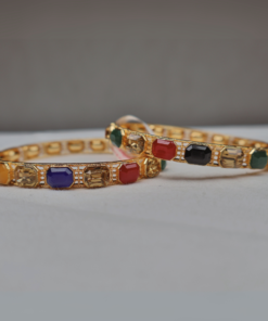 Timeless Beauty & Colorful Charm Bangles | Lovely Gold-Tone Set