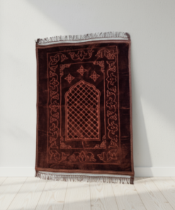 Brown Anti-Slip Velvet Prayer Mat | Soft & Elegant Jaye Namaz
