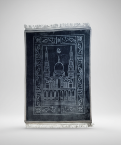Grey Anti-Slip Velvet Prayer Mat | Soft & Elegant Jaye Namaz