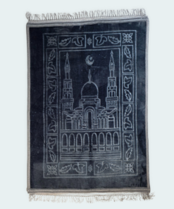 Alternative view of Grey Anti-Slip Velvet Prayer Mat | Soft & Elegant Jaye Namaz