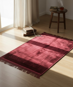 Red Anti-Slip Velvet Prayer Mat | Bold & Elegant Jaye Namaz