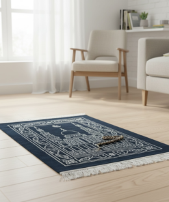 Grey Anti-Slip Velvet Prayer Mat | Soft & Elegant Jaye Namaz