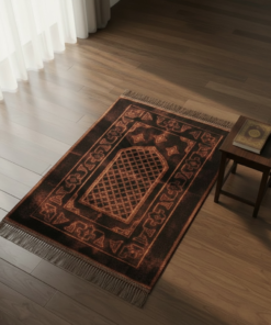 Brown Anti-Slip Velvet Prayer Mat | Soft & Elegant Jaye Namaz