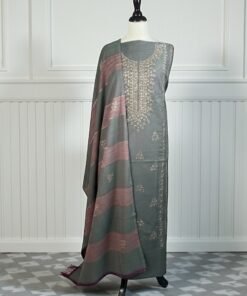 Alternative view of Muted Grey Embroidered Dress – Soft Tones, Understated Elegance