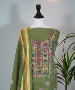 Alternative view of Fresh Green Embroidered Dress – Nature-Inspired Elegance, Everyday Grace